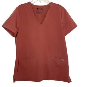 FIGS Scrub Top Womens Sz S Moth Technical Collection Front Pockets V-neck Nurse